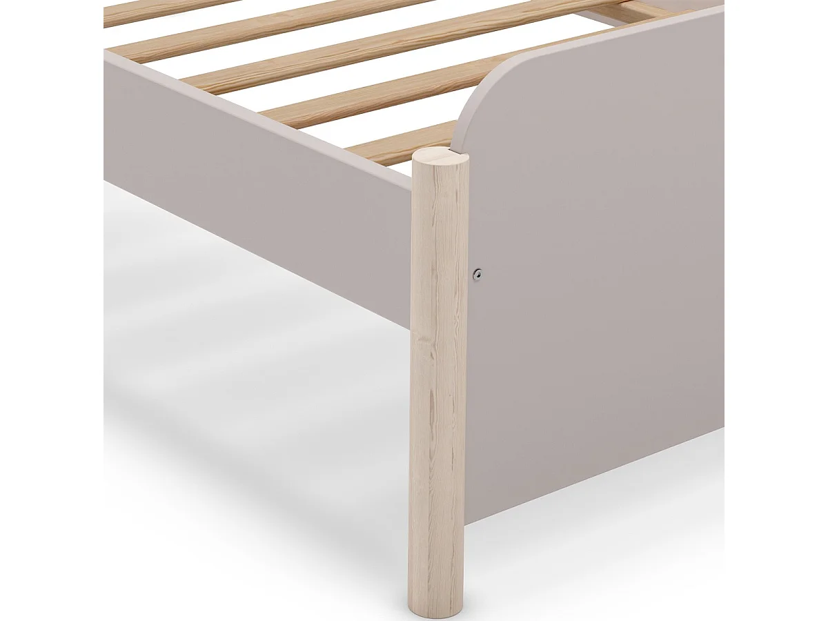 Lit enfant 90x190 cm avec tête de lit en bois beige - Bastien