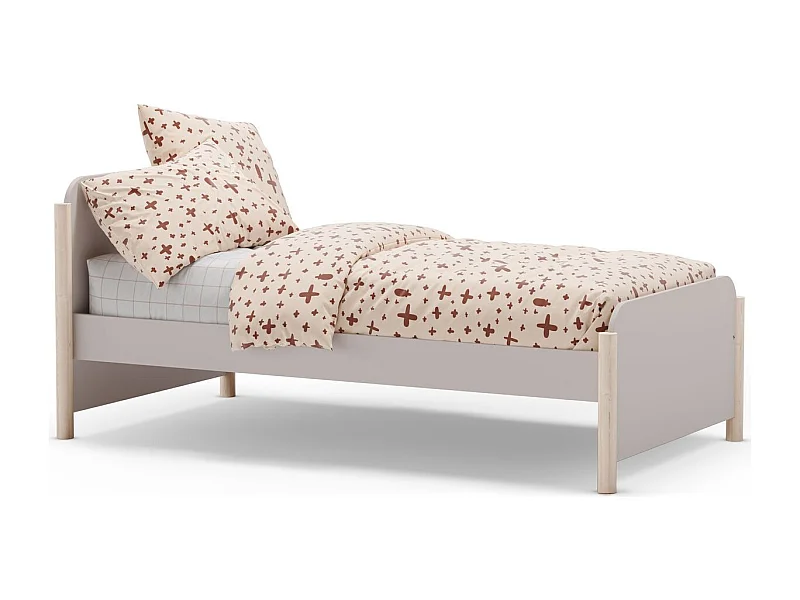 Lit enfant 90x190 cm avec tête de lit en bois beige - Bastien
