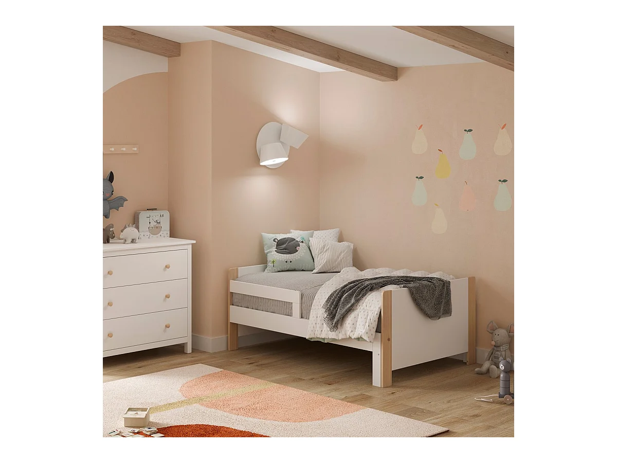 Lit enfant évolutif 90x140/190 cm en bois blanc - Luan