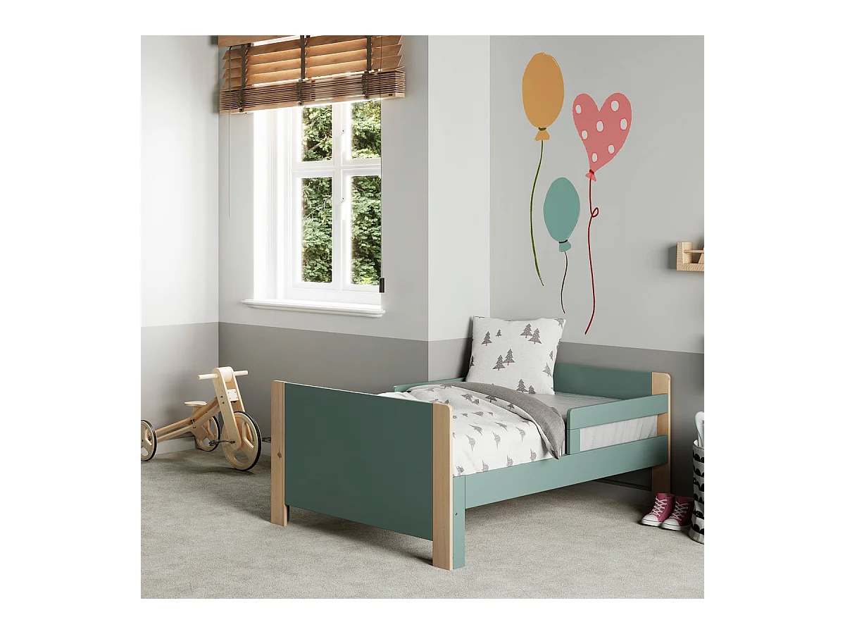 Lit enfant évolutif 90x140/190 cm en bois vert kaki - Luan