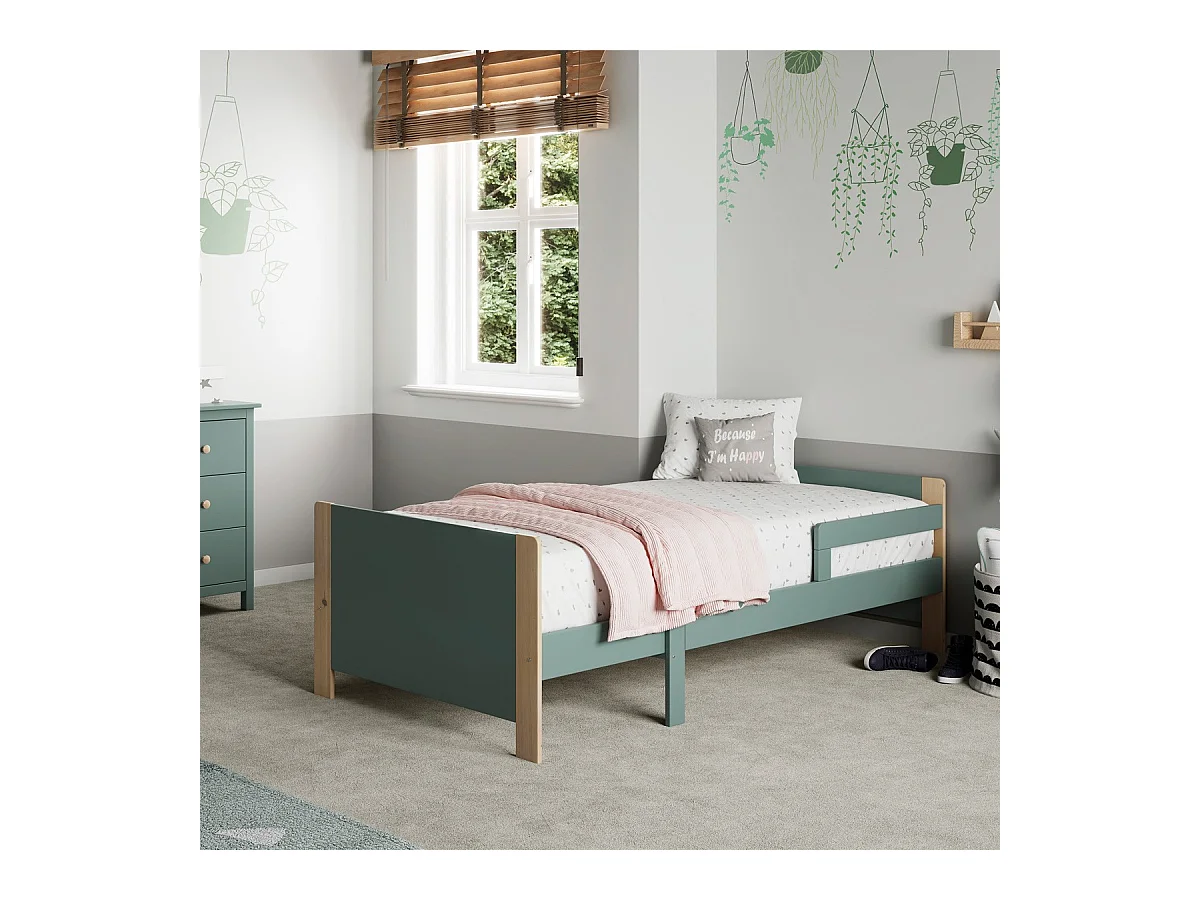 Lit enfant évolutif 90x140/190 cm en bois vert kaki - Luan