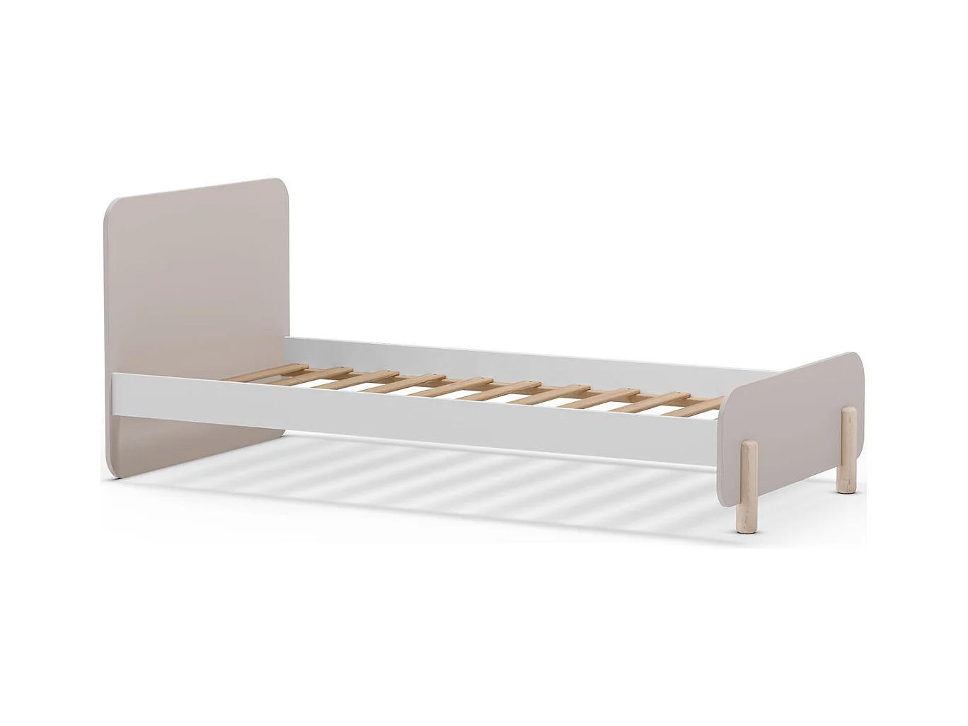 Lit enfant 90x190 cm avec tête de lit en bois beige - Totem