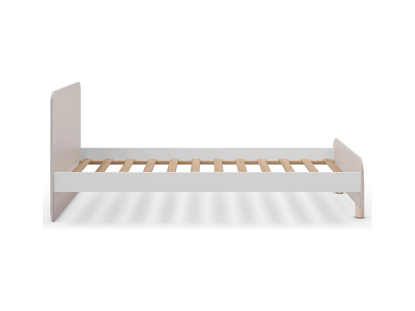 Lit enfant 90x190 cm avec tête de lit en bois beige - Totem