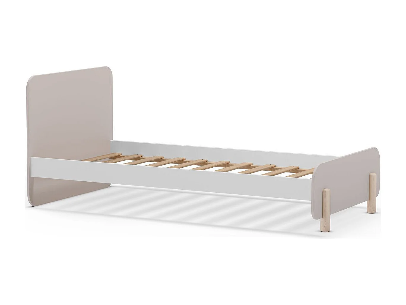 Lit enfant 90x190 cm avec tête de lit en bois beige - Totem