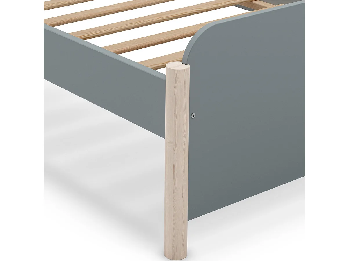 Lit enfant 90x190 cm avec tête de lit en bois vert kaki - Bastien