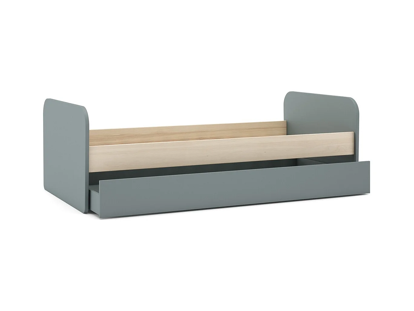 Lit gigogne enfant 90x190 cm à tiroir en bois vert kaki - Elise