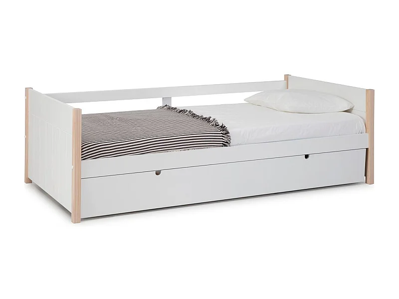 Lit gigogne 90x190 cm en bois blanc - Margot