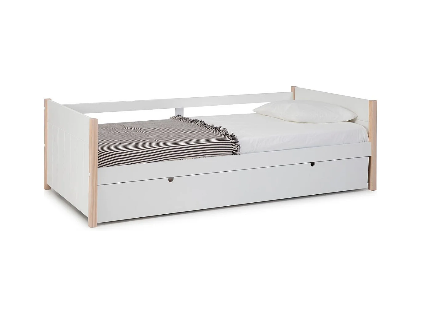 Lit gigogne 90x190 cm en bois blanc - Margot