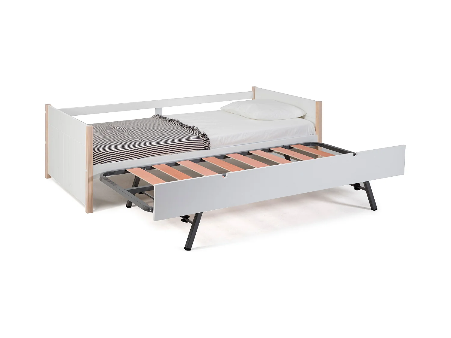 Lit gigogne 90x190 cm en bois blanc - Margot