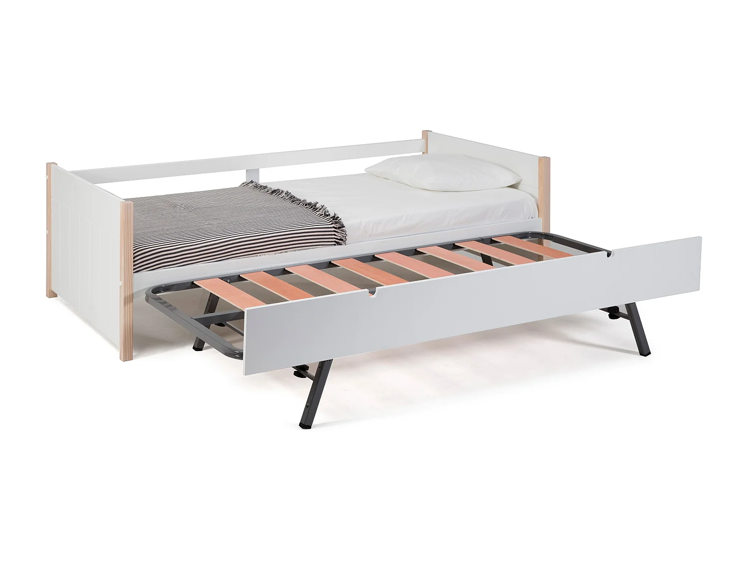 Lit gigogne 90x190 cm en bois blanc - Margot