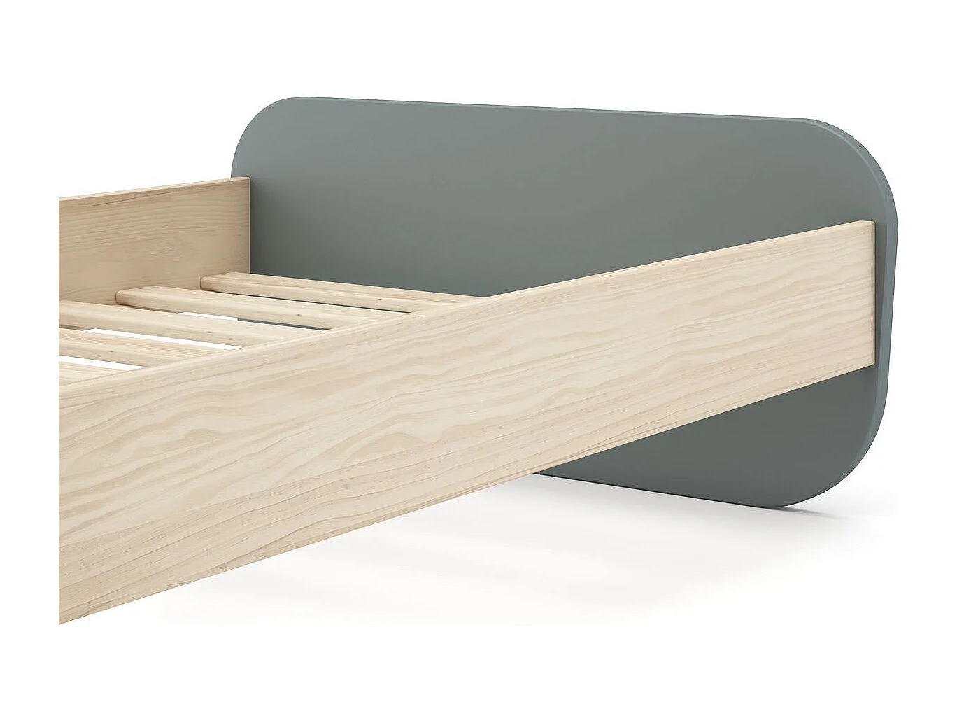 Lit enfant 90x190 cm avec tête de lit en bois vert kaki - Elise