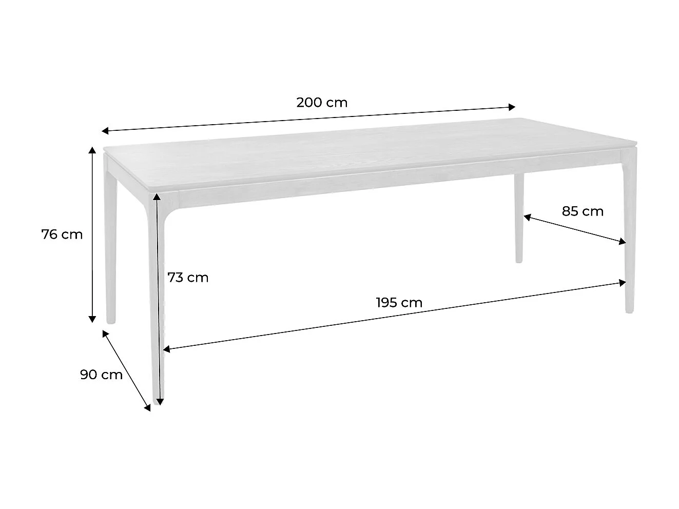 Tavola da pranzo rettangolare in legno di hevea di 8 posti, marrone