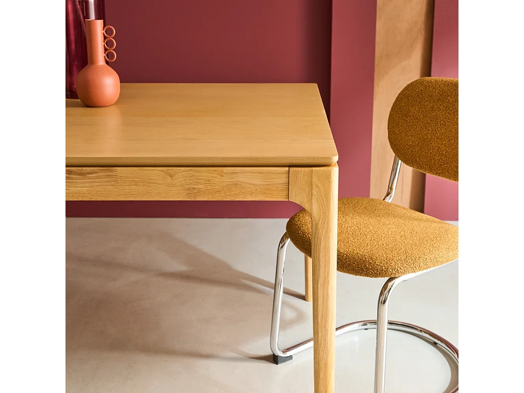 Table à manger rectangulaire naturelle bois d'hévéa et placage frêne 8 places Elena