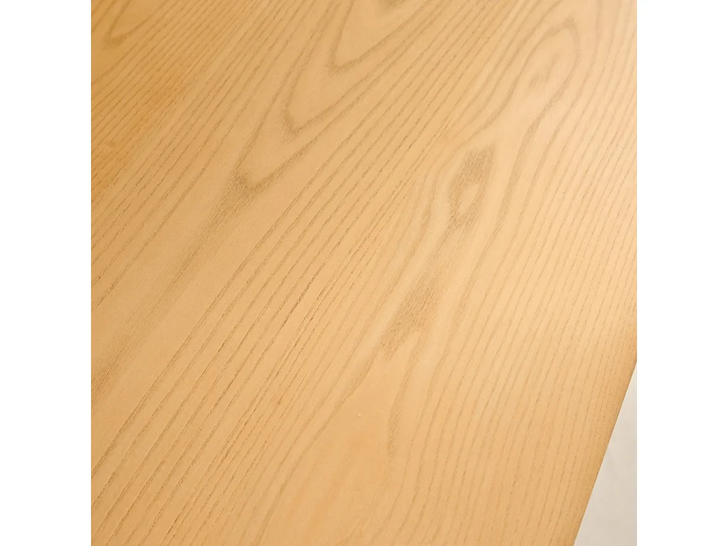 Table à manger rectangulaire naturelle bois d'hévéa et placage frêne 8 places Elena