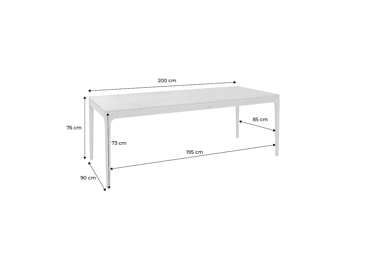 Table à manger rectangulaire naturelle bois d'hévéa et placage frêne 8 places Elena