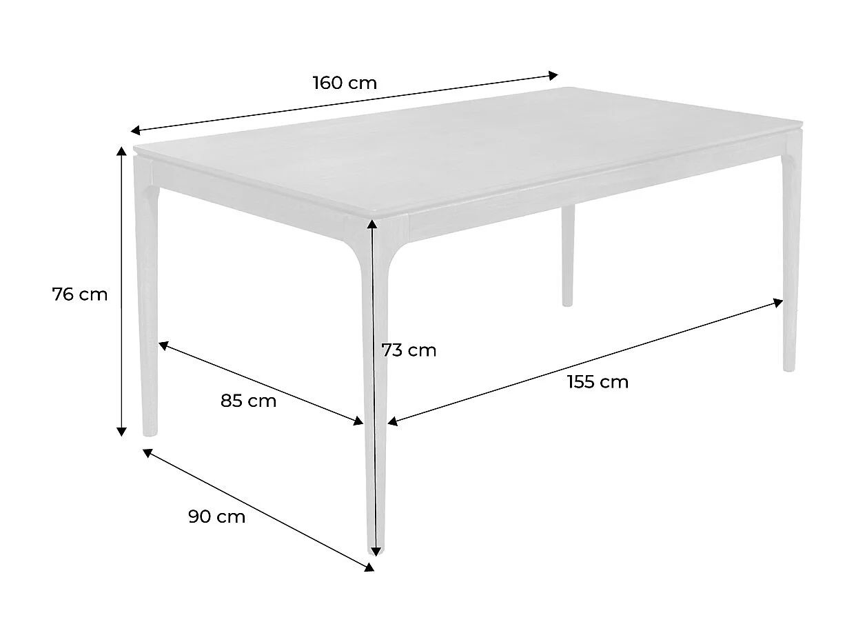 Tavolo da pranzo rettangolare in legno di hevea di 6 posti, marrone