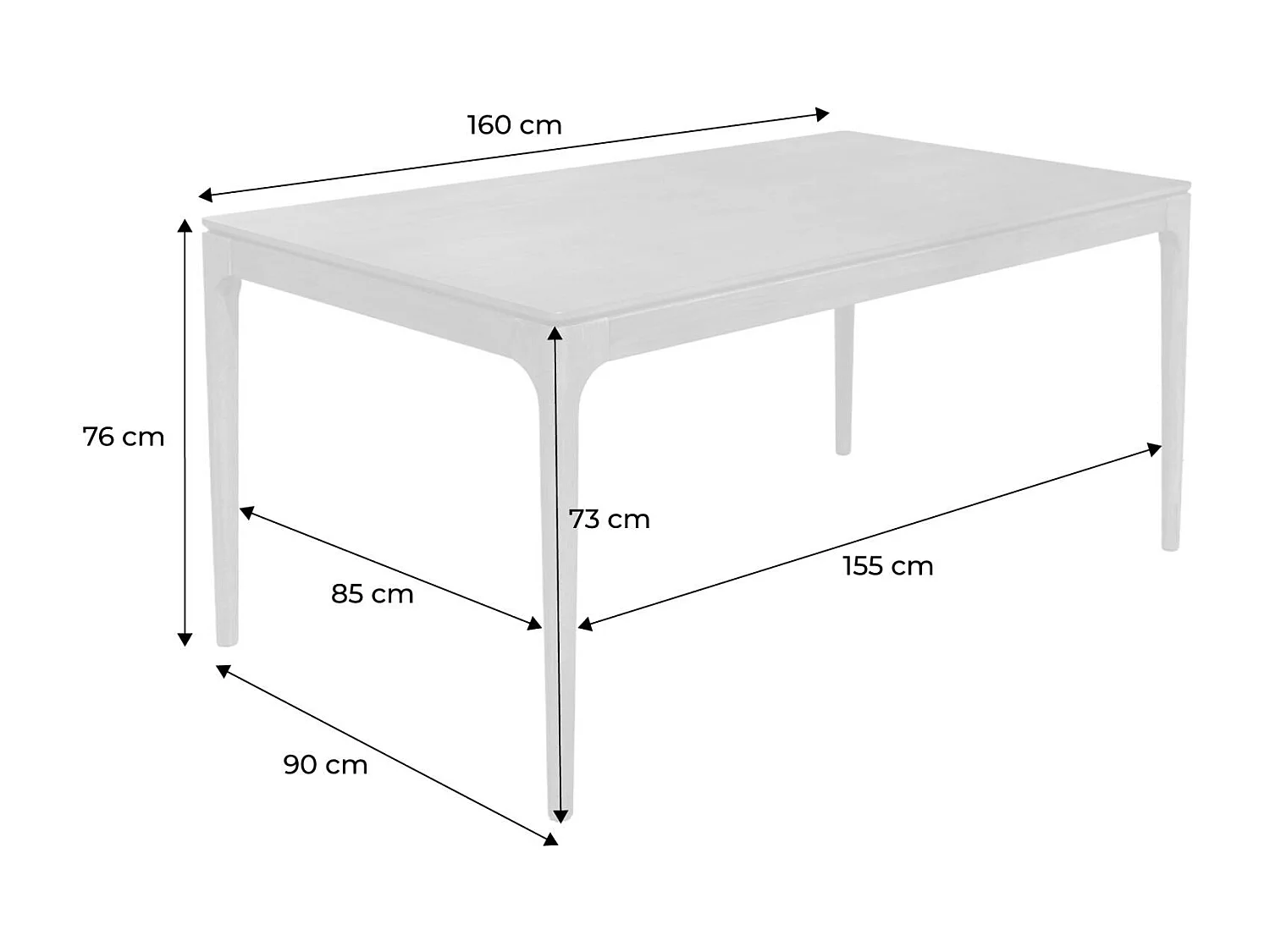 Tavolo da pranzo rettangolare in legno di hevea di 6 posti, marrone