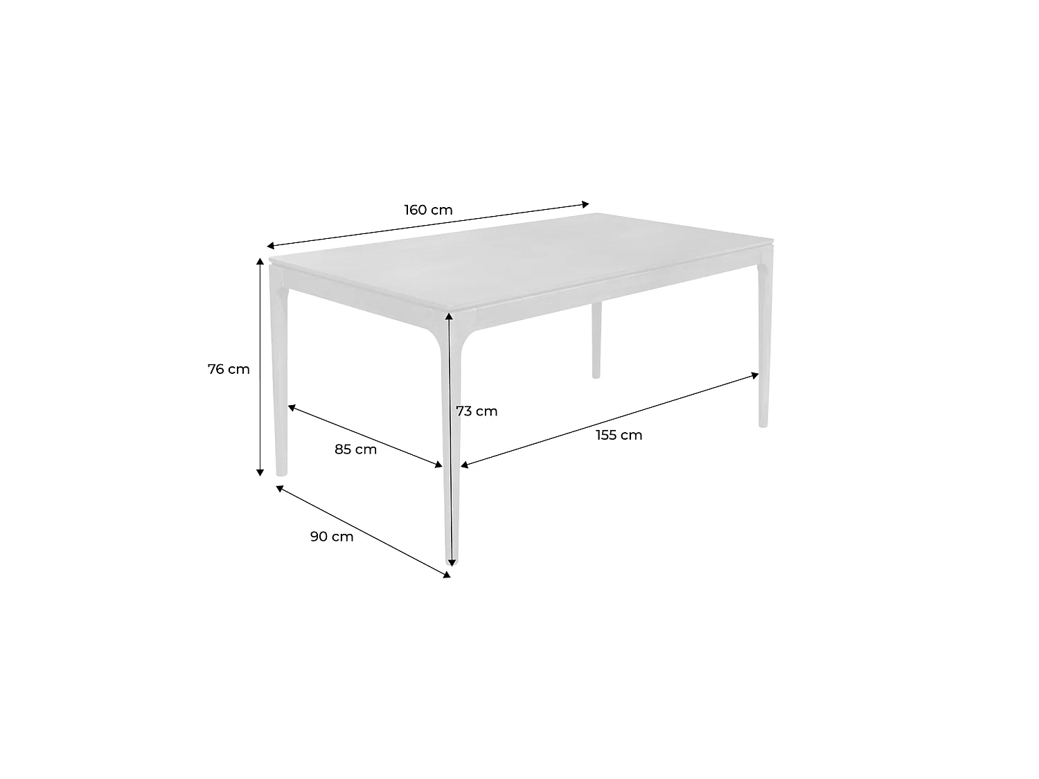 Mesa de comedor rectangular en madera de 6 plazas natural