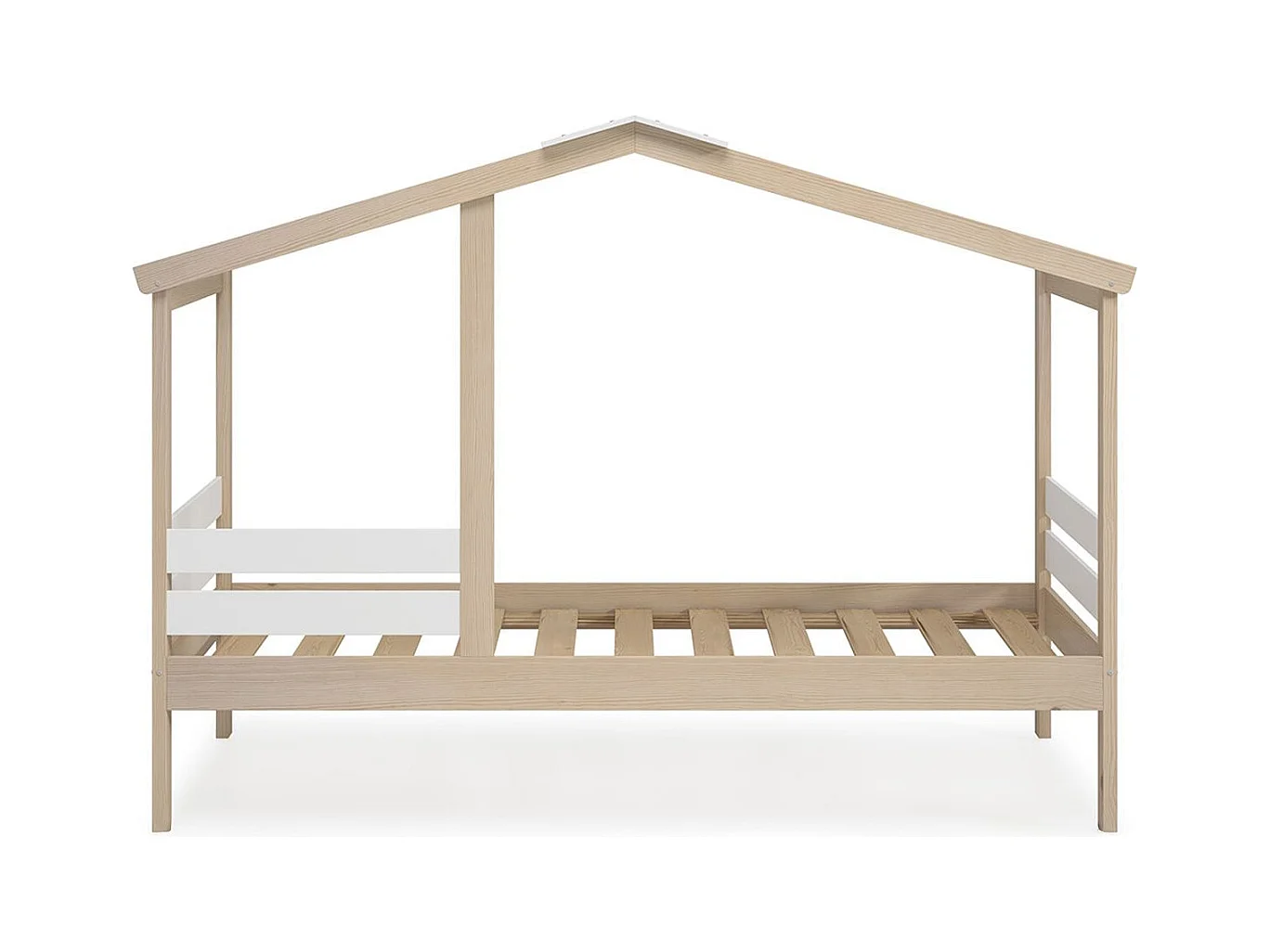 Lit cabane enfant 90x190 cm en bois clair/blanc - Violette