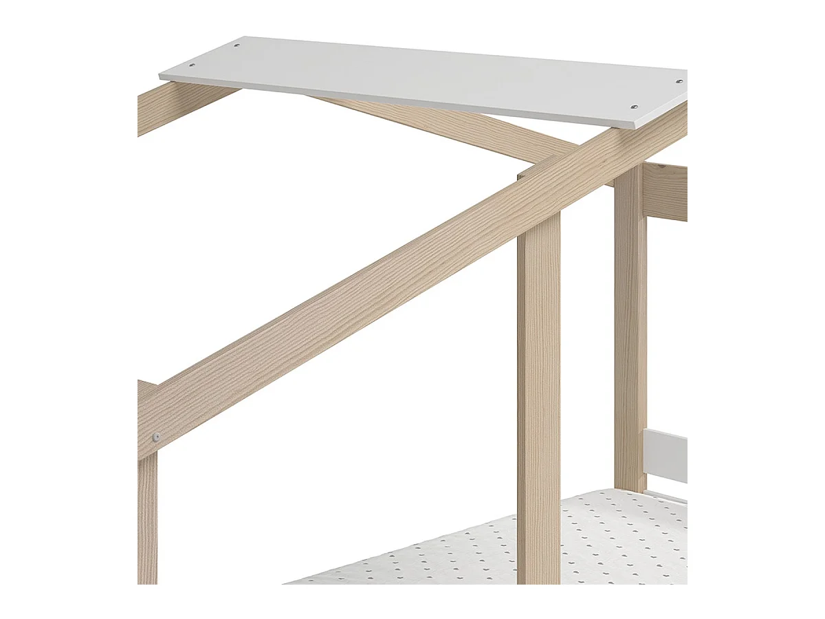Lit cabane enfant 90x190 cm en bois clair/blanc - Violette