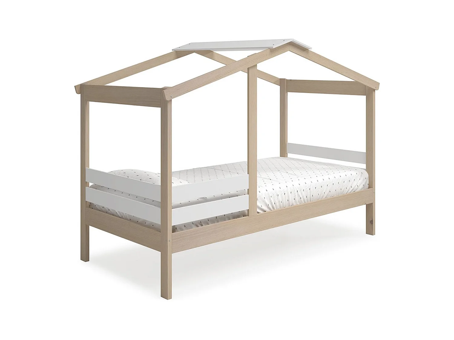 Lit cabane enfant 90x190 cm en bois clair/blanc - Violette
