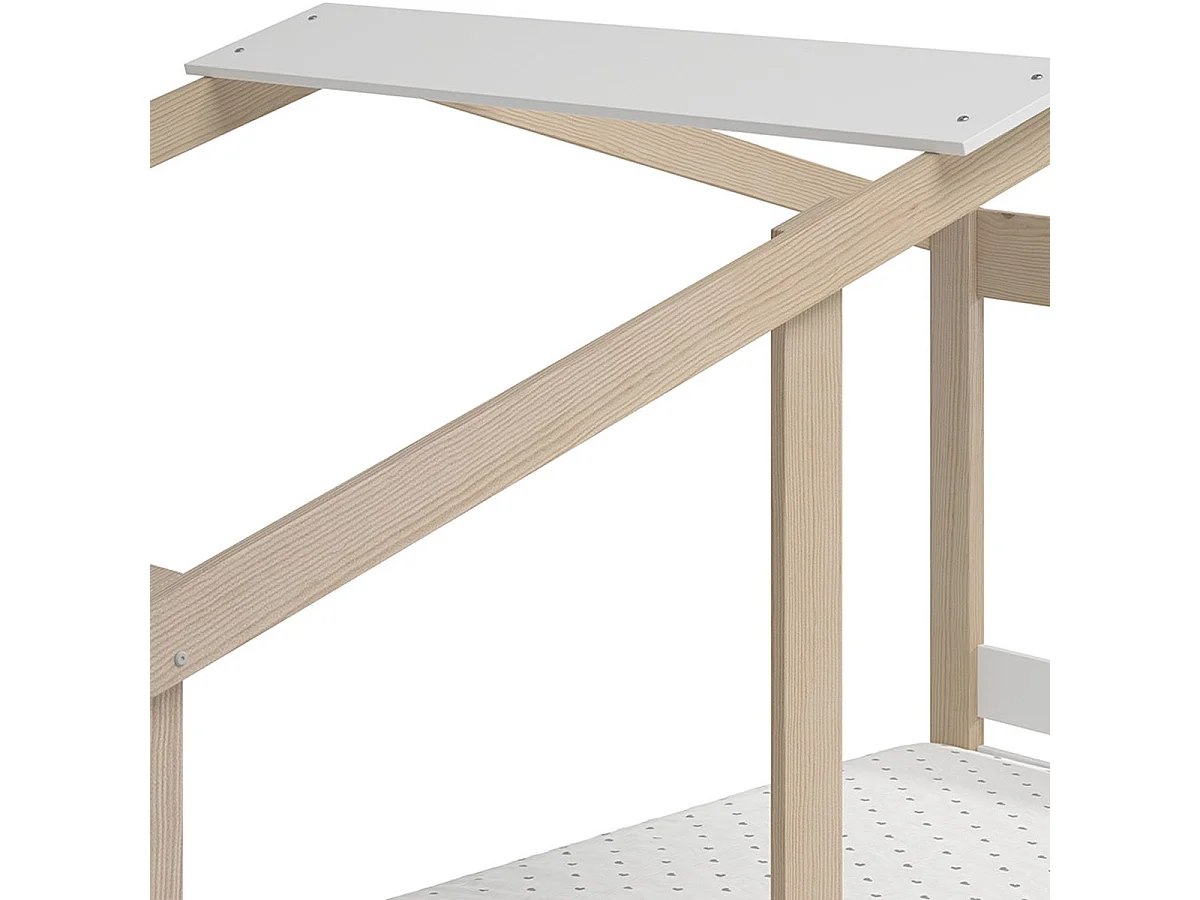 Lit cabane enfant 90x190 cm en bois clair/blanc - Violette