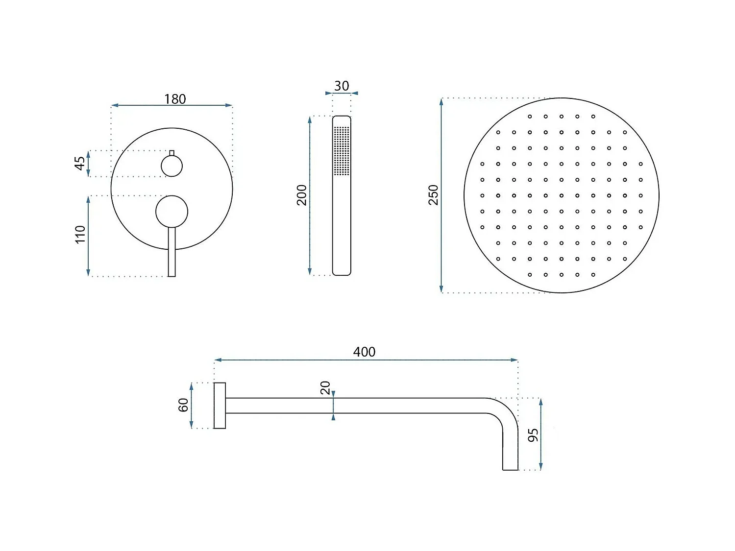 Kit De Douche Rea Js-622711G Argon Gold