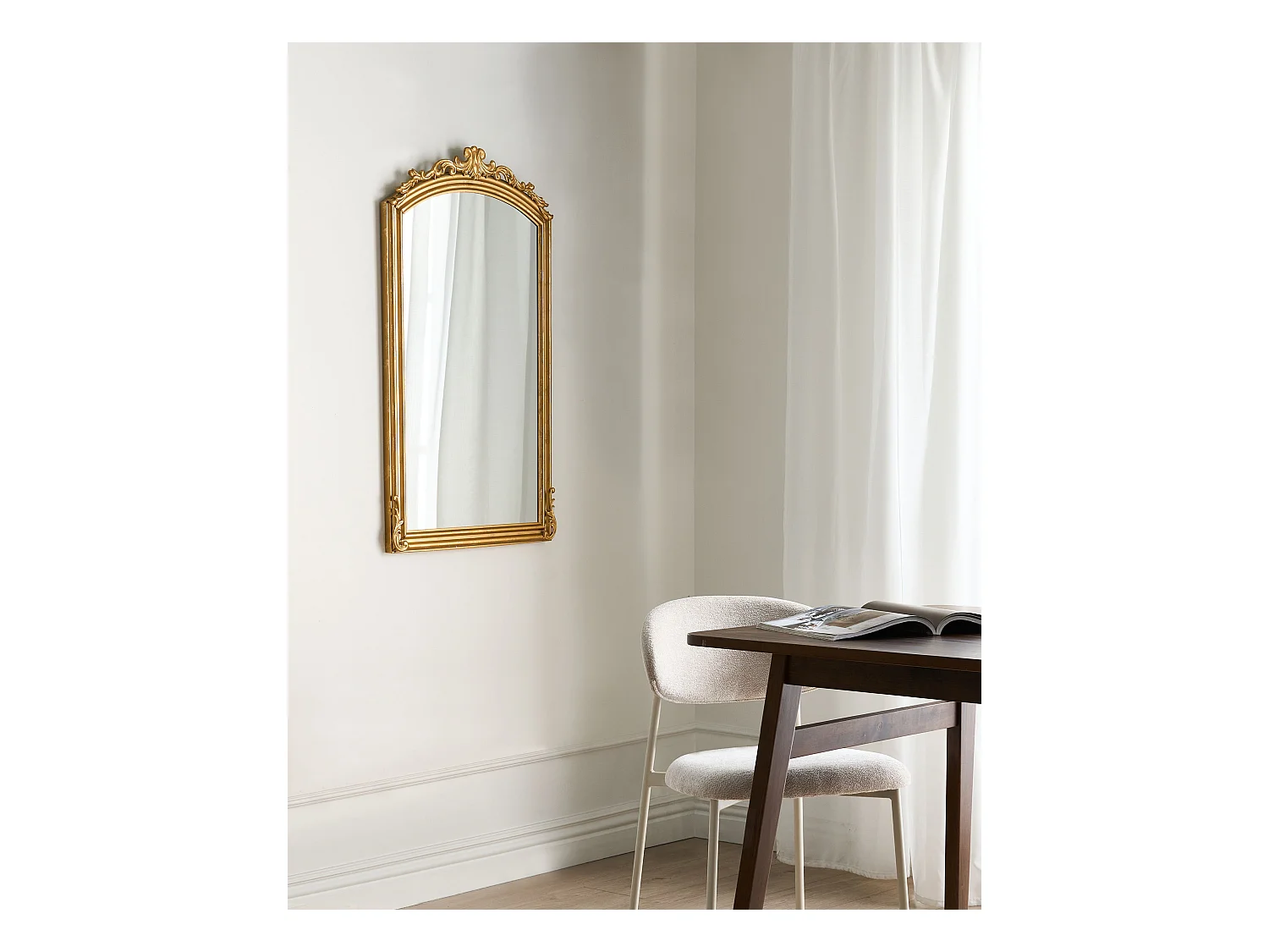 Miroir GORGES 55 cm 96 cm Métal Doré