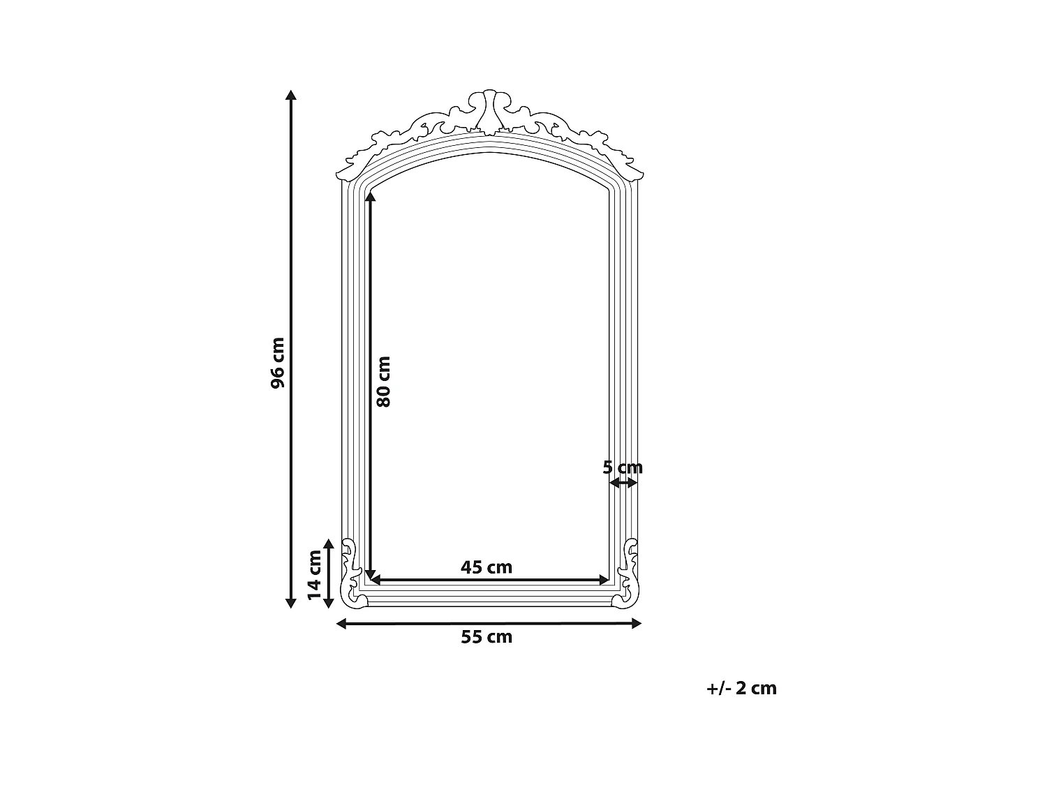 Miroir GORGES 55 cm 96 cm Métal Doré