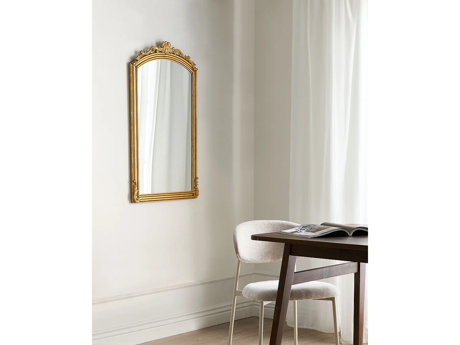 Miroir GORGES 55 cm 96 cm Métal Doré