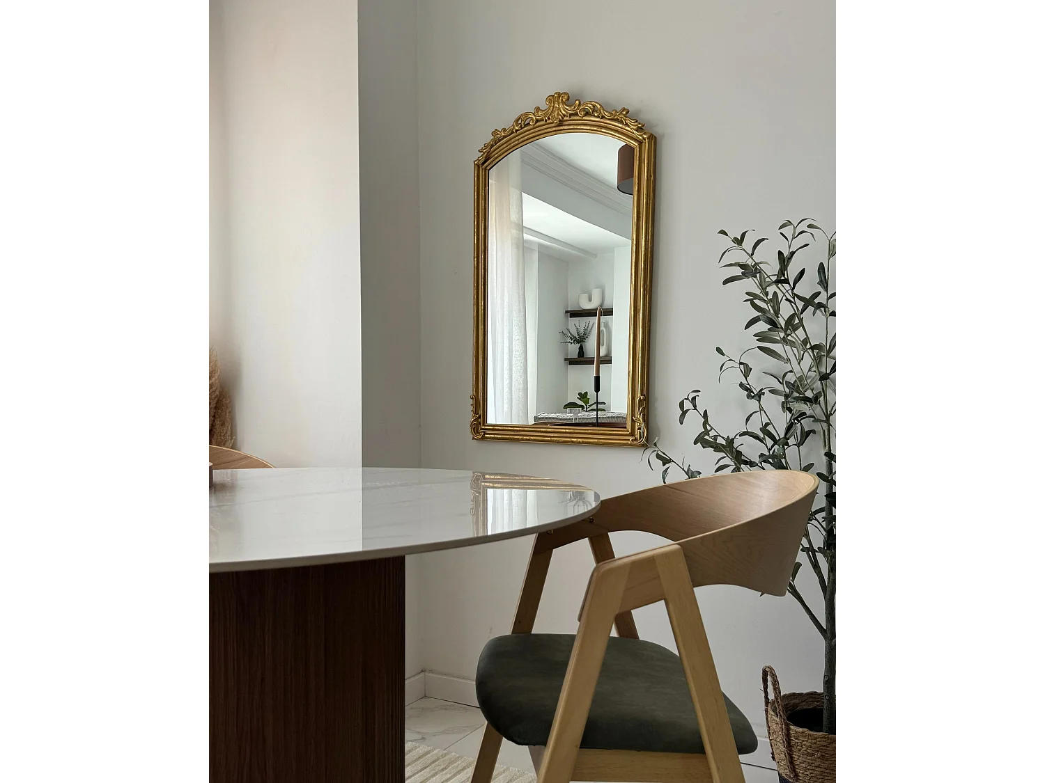 Miroir GORGES 55 cm 96 cm Métal Doré
