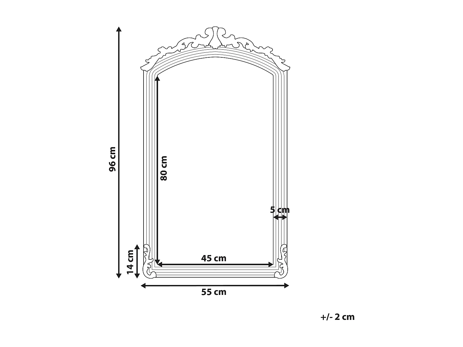 Miroir GORGES 55 cm 96 cm Métal Doré