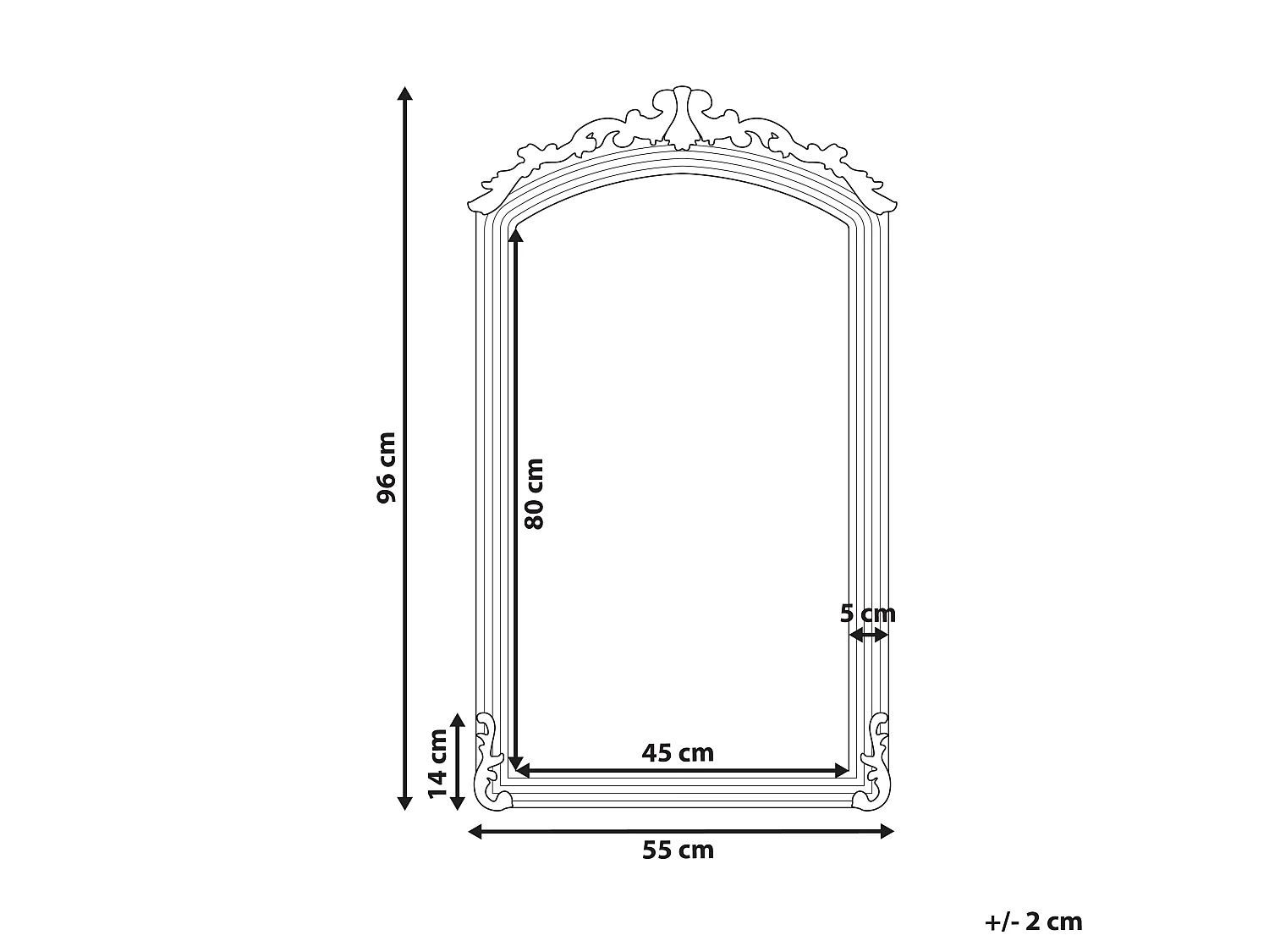 Miroir GORGES 55 cm 96 cm Métal Doré