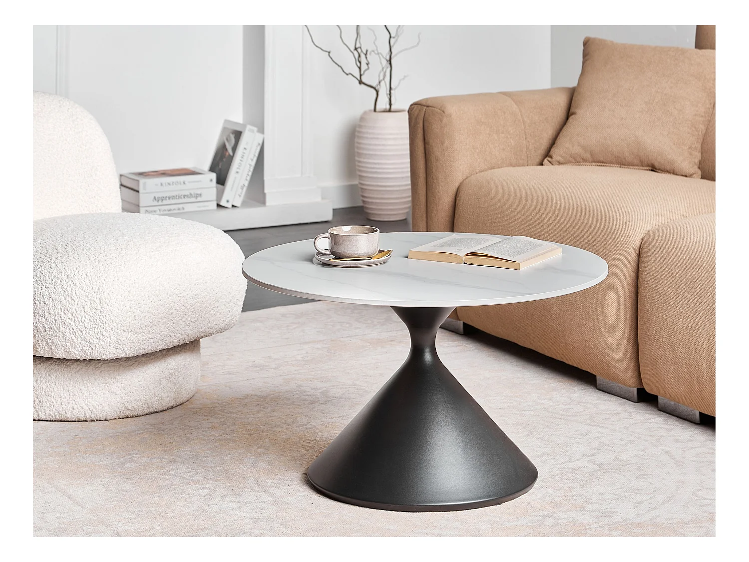 Tavolino da caffè HAIWEE Ceramica Nero/ Bianco