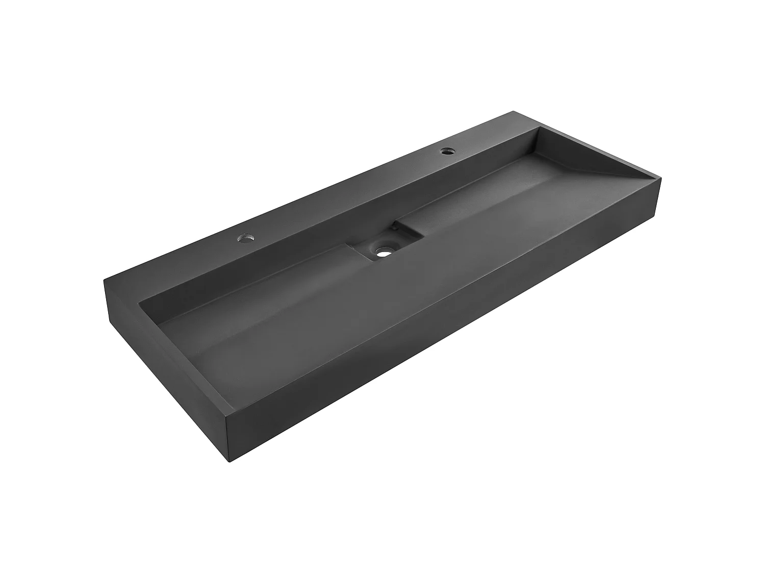 Vasque double suspendue 120 x 46 cm noire QUENKO