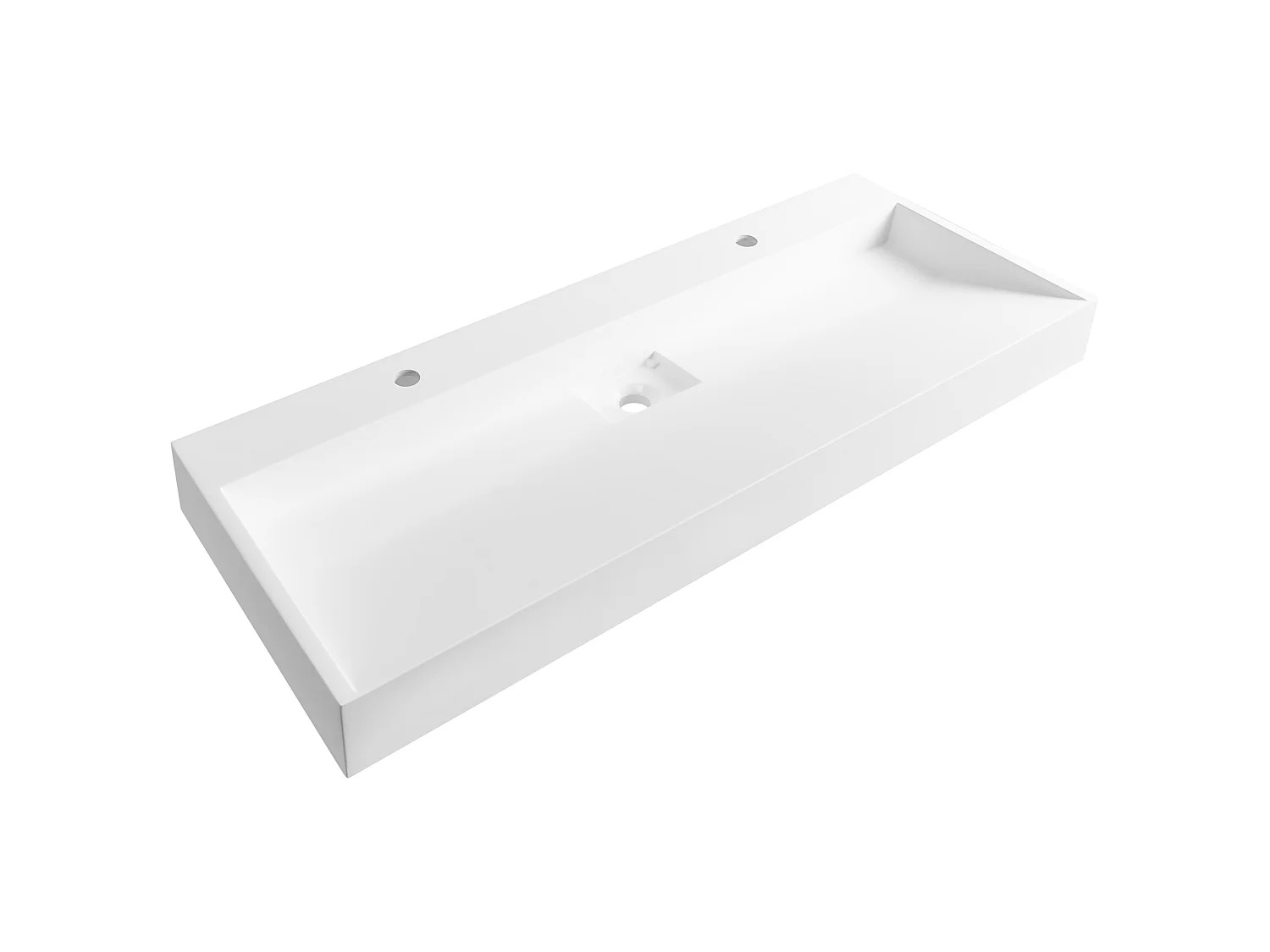 Dubbele wastafel mineraalgietwerk wit 120 x 46 cm QUENKO