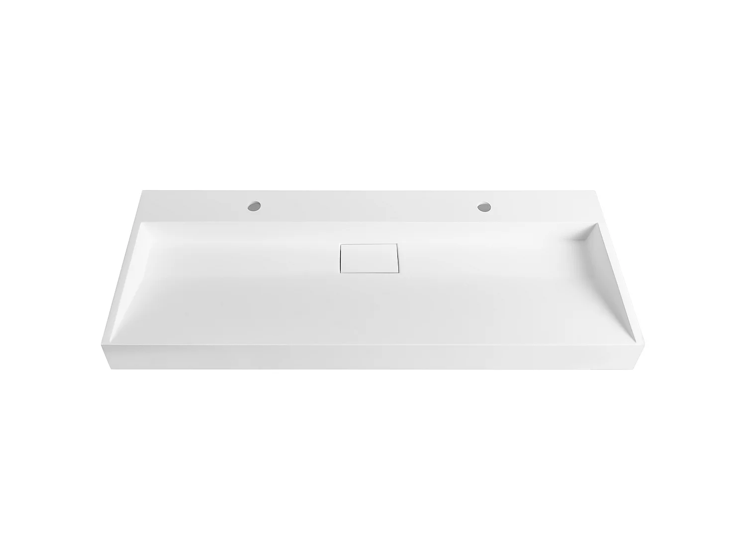Dubbele wastafel mineraalgietwerk wit 120 x 46 cm QUENKO