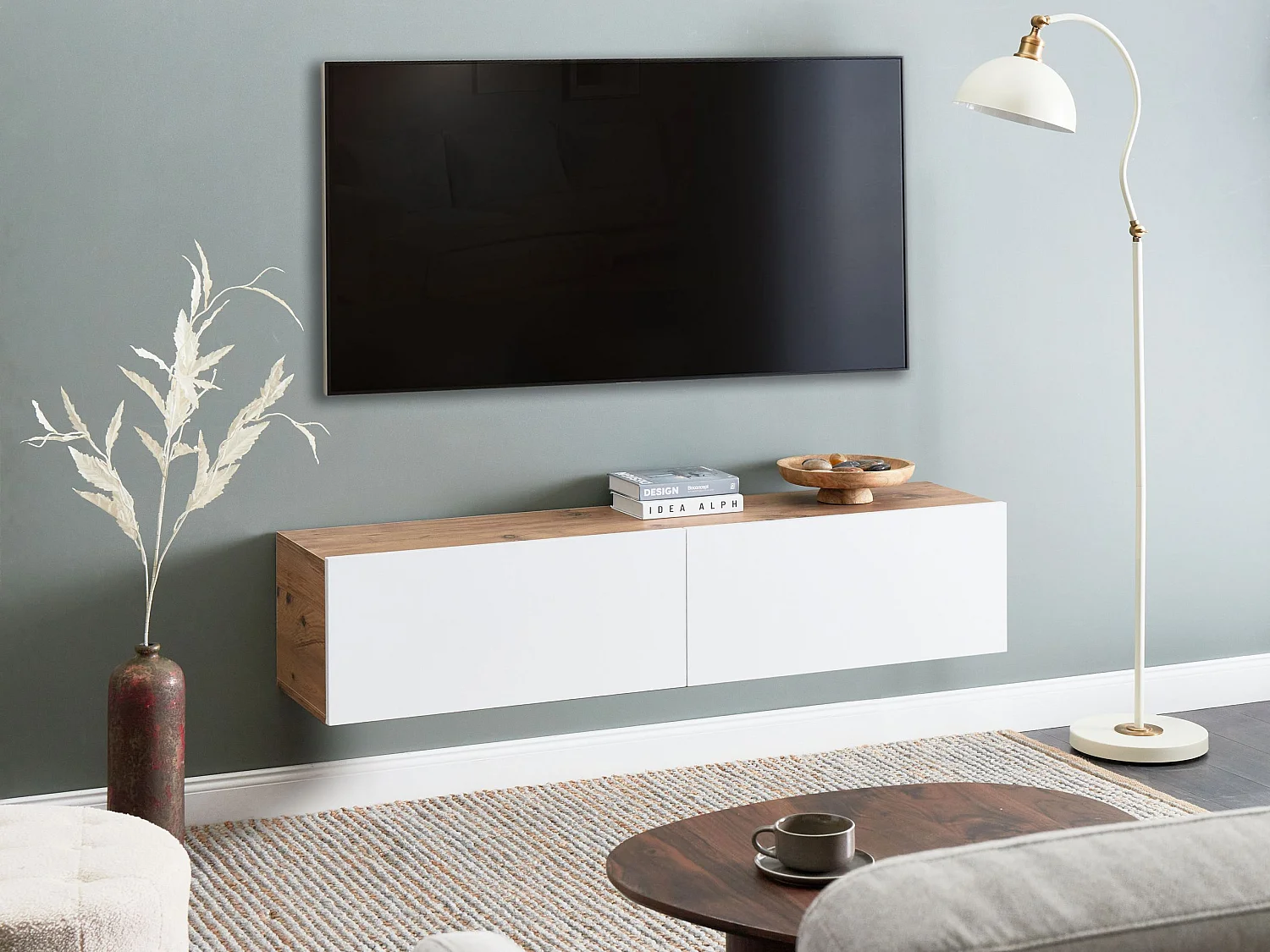 Meuble TV mural GLADSTONE Marron/blanc