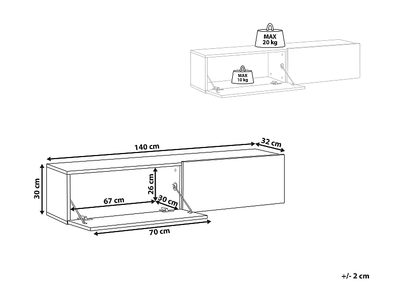 Porta TV a parete GLADSTONE Marrone/ Bianco