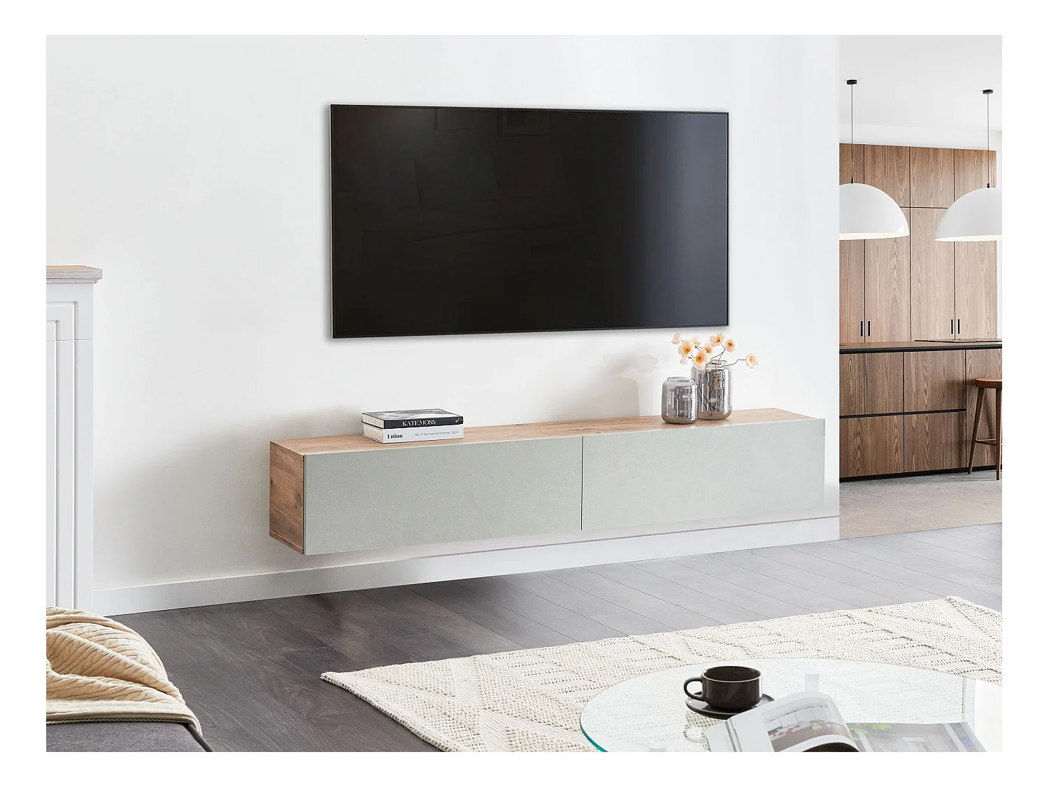 Wisząca szafka RTV GLADSTONE Jasnozielony