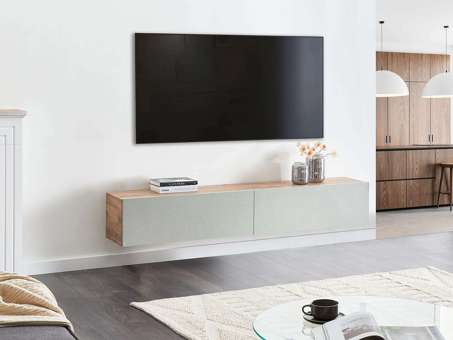 Meuble TV mural GLADSTONE Vert clair