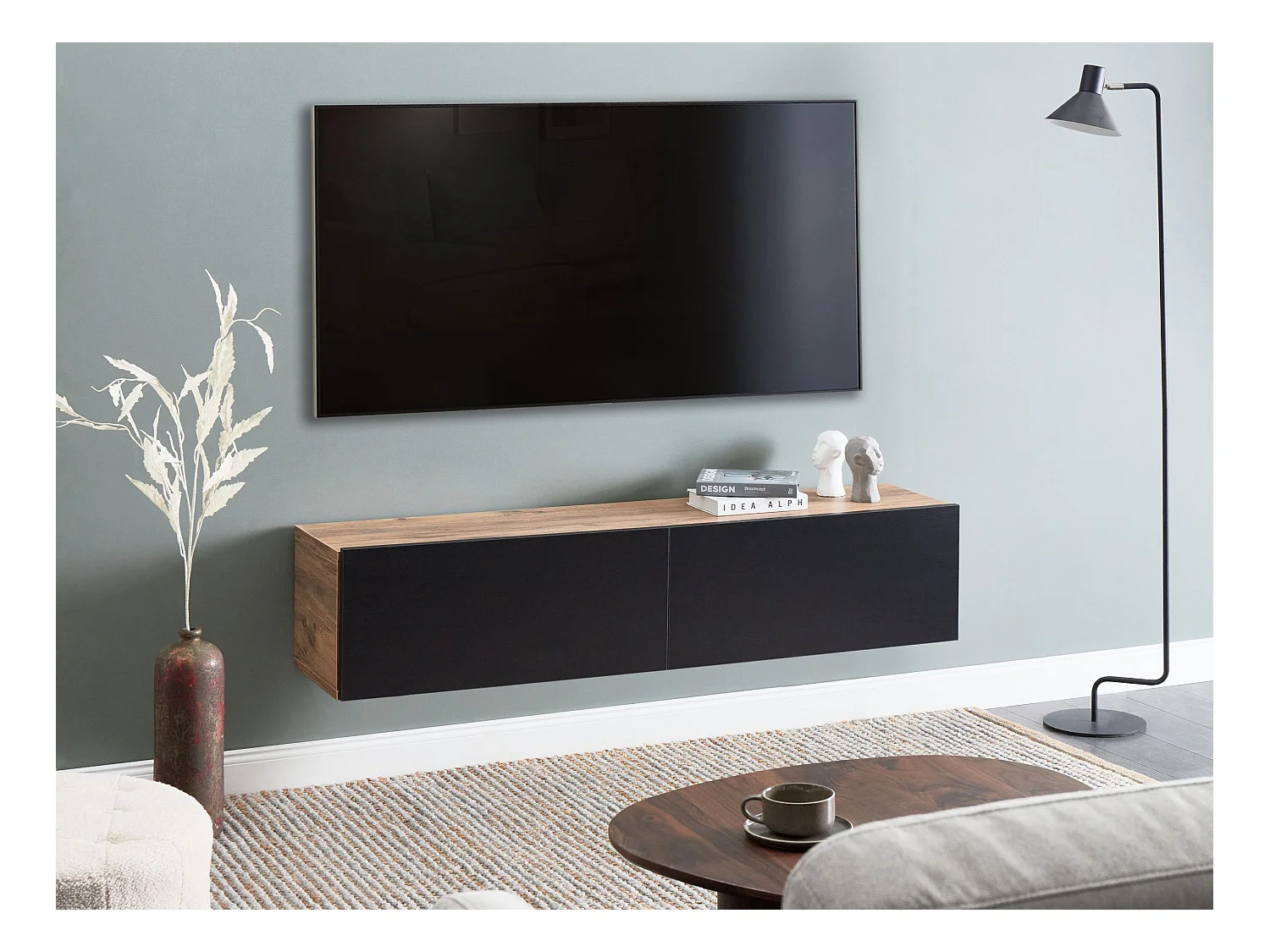 Meuble TV mural GLADSTONE Marron/noir