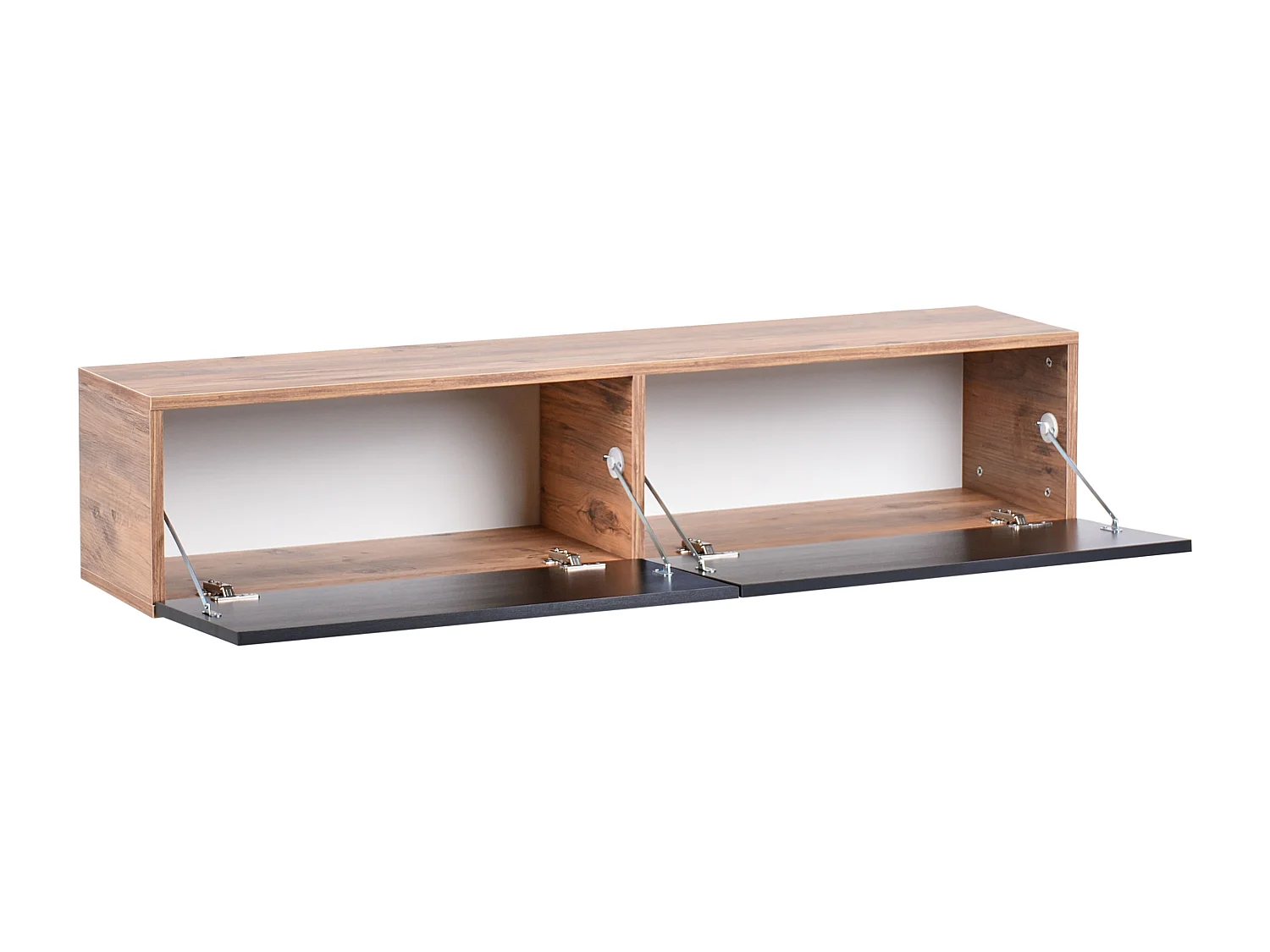 TV-Möbel schmal hängend Holzoptik schwarz / braun 140 cm mit 2 Türen Gladstone