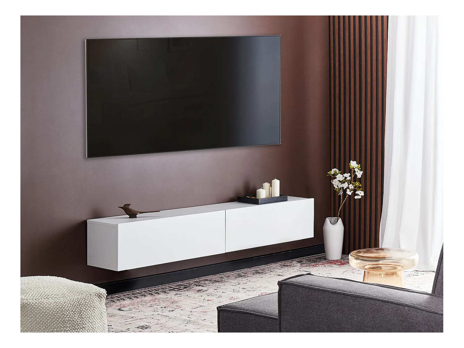 Meuble TV mural GLADSTONE Blanc