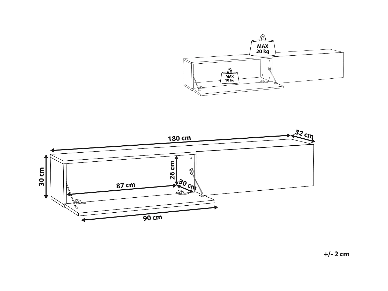 Meuble TV mural GLADSTONE Blanc