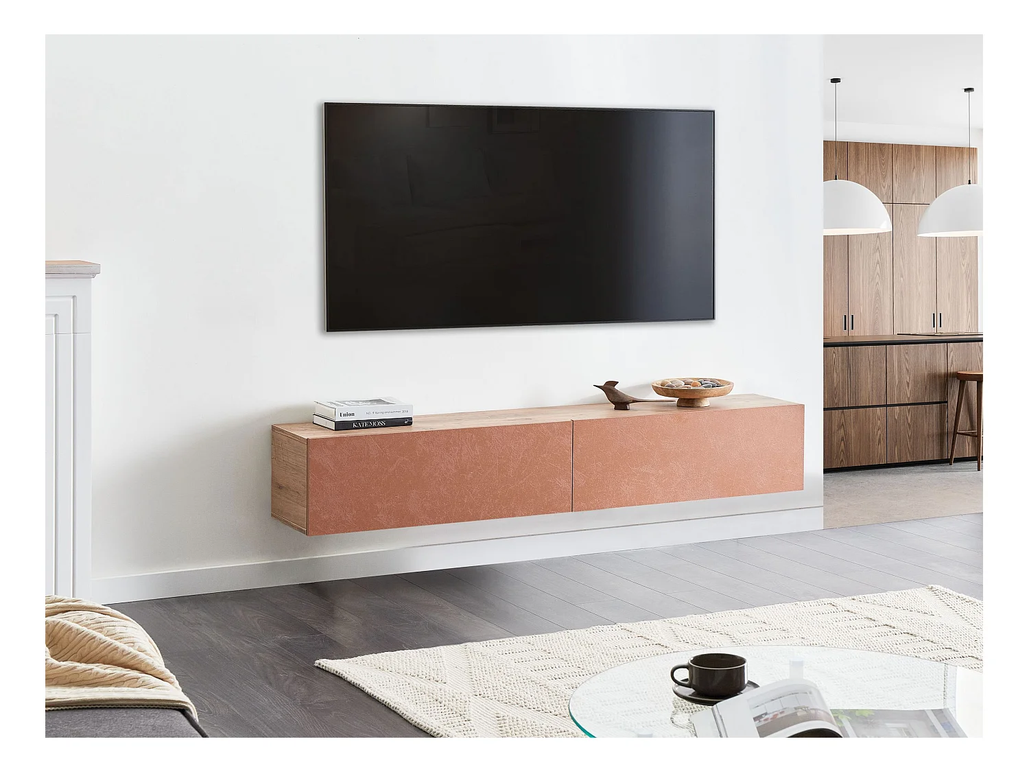 Meuble TV mural GLADSTONE Rouge