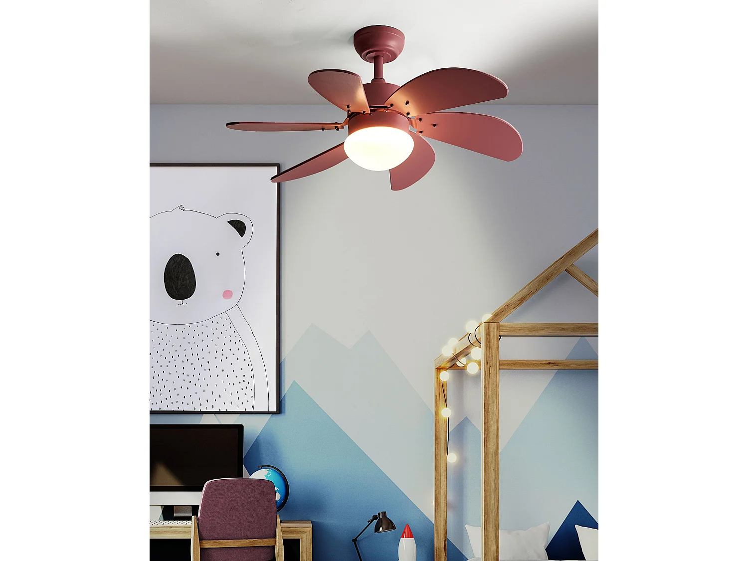 Ventilateur de plafond avec lampe LOGAR Avec télécommande LED Rose