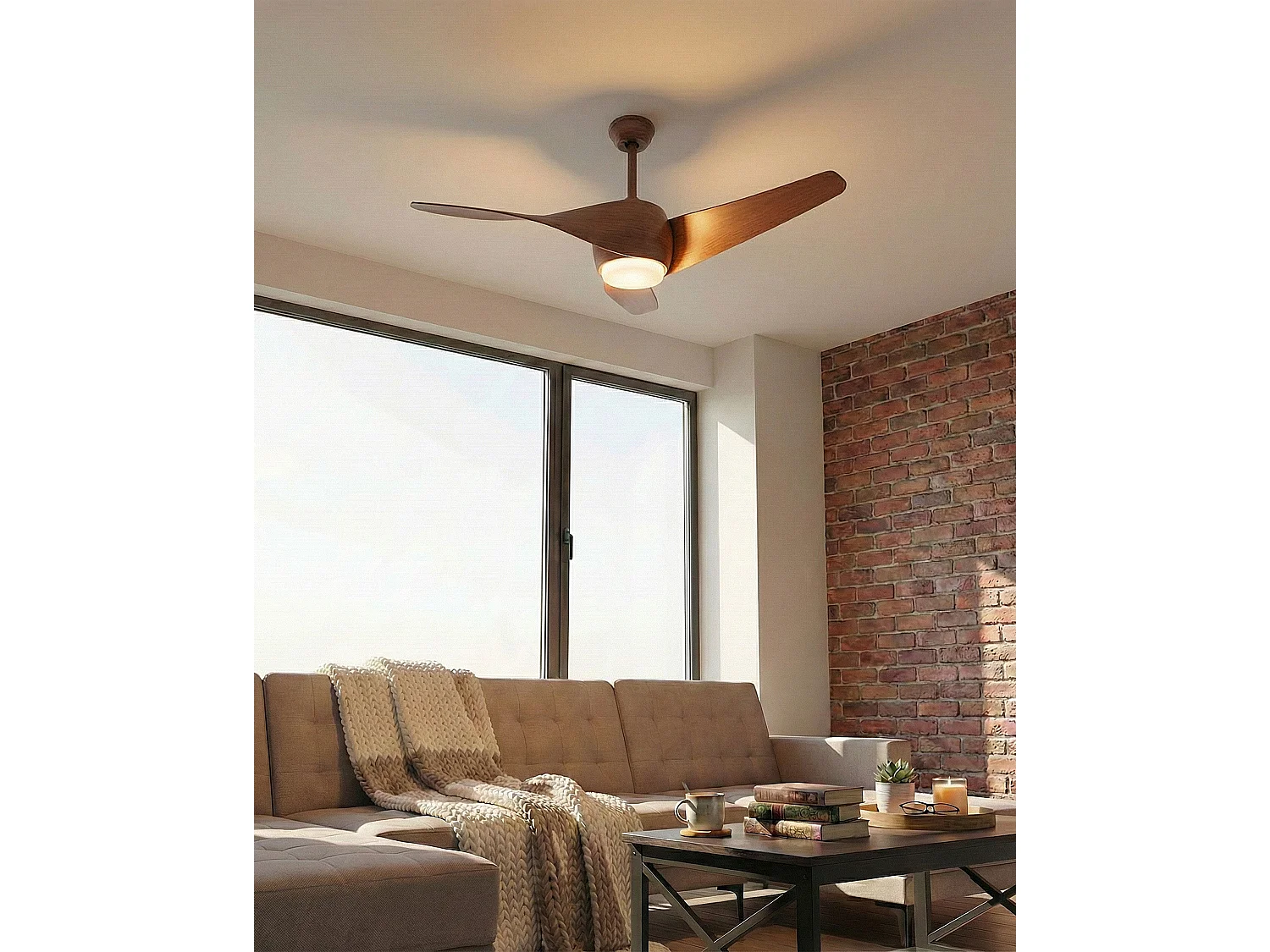 Ventilador de teto com luz PARIA Com comando remoto Castanho