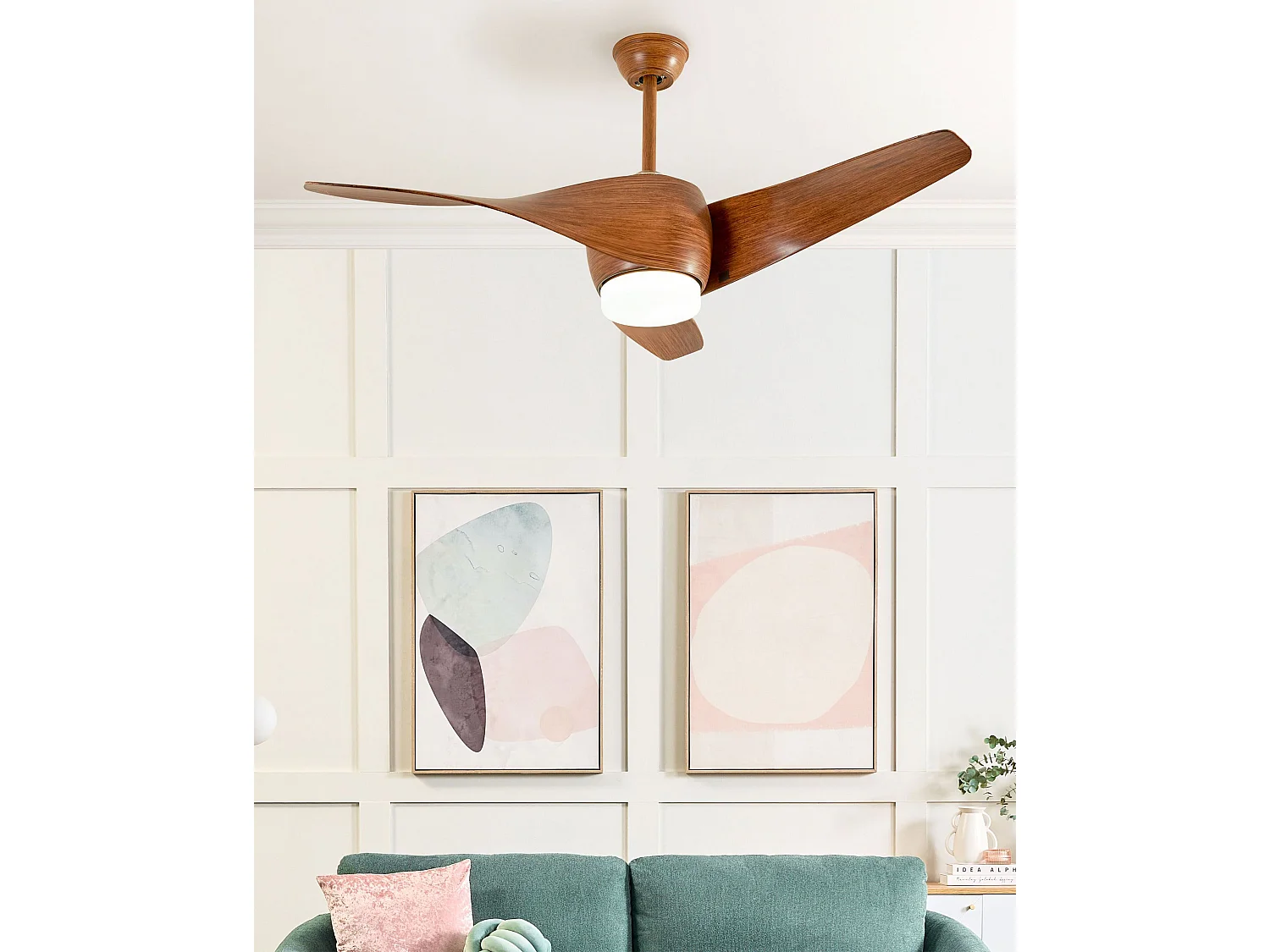 Ventilateur de plafond avec lampe PARIA Avec télécommande Marron