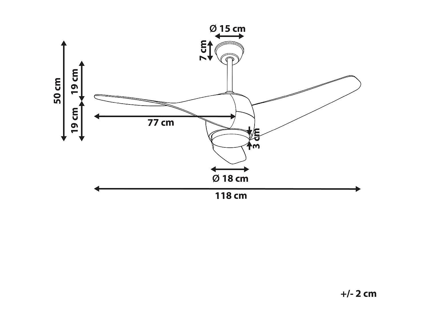 Ventilador de teto com luz PARIA Com comando remoto Castanho